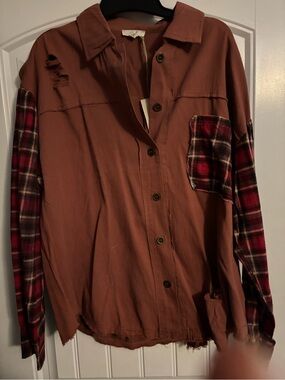 easel Rusty Orange Button-Up Shirt